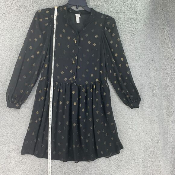 H&M Tunic Top Womens Peasant Sheer Size S Boho Black Oversized - Picture 2 of 8